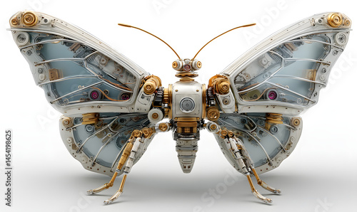 Mechanical butterflies, the combination and crystallization of nature and industry. Concept map, abstract, science fiction, business, advertisement, poster, wallpaper, background, model, 3d