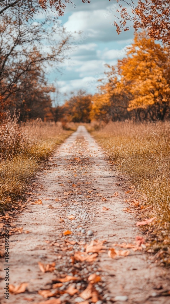 Obraz premium Autumn path through golden trees