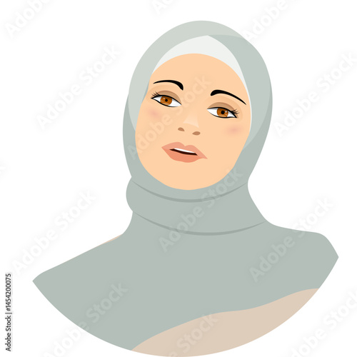Vector people. Muslim woman in hijab. Avatar of a beautiful girl in a hijab. Vector