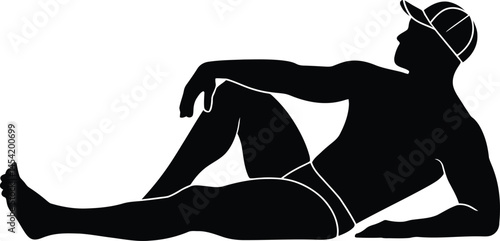 Summer Swimmer Man Resting in Minimalist Style