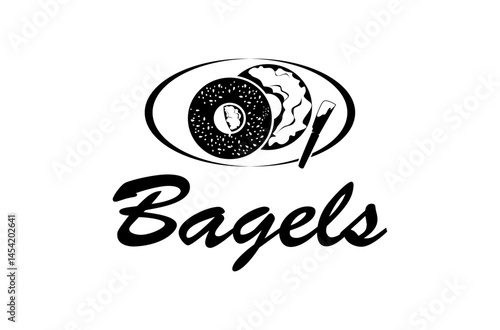 Bagel bakery bread logo design inspiration illustration