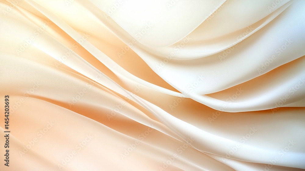 Obraz premium Elegant, flowing ivory fabric illuminated with soft light and intricate folds