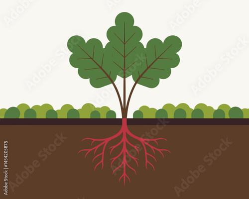 Beet Plant Growing From the Earth With Red Veins