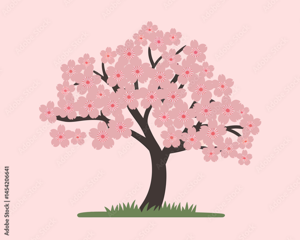 Fototapeta premium Vector Sakura Tree Blossom For Spring Asian Design