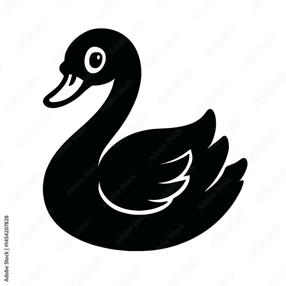 Cartoon duck silhouette in black vector style on transparent background Cartoon duck silhouette in black vector style on transparent background