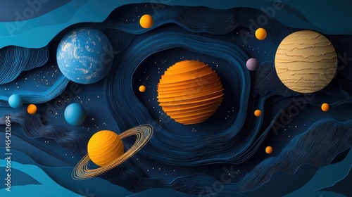 Abstract representation of celestial bodies in deep space.