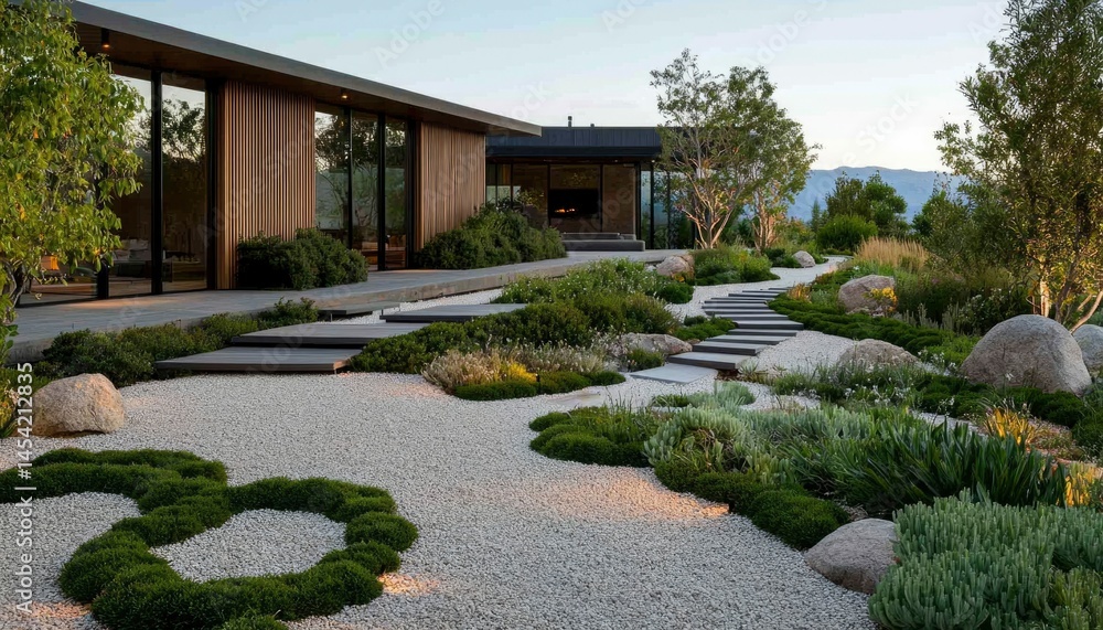Modern home zen garden exterior Modern home zen garden exterior