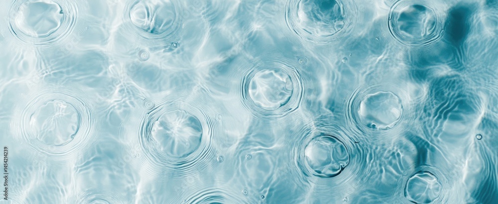 Top-down and close-up view of water ripples on light blue background with swirls, soft focus for design banner mockup Top-down and close-up view of water ripples on light blue background with swirls, soft focus for design banner mockup