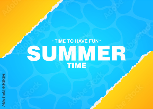 Banner design with a summer theme with dominant colors of yellow and blue