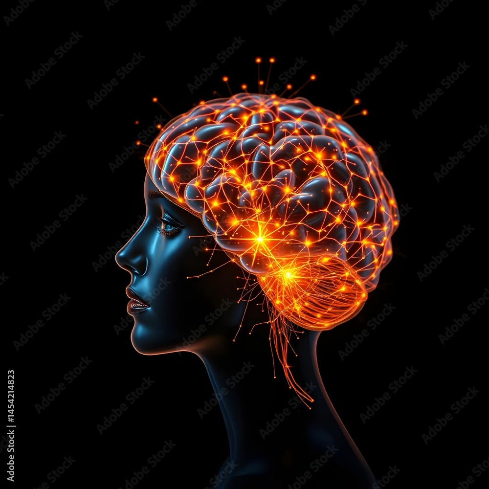 firing neurons in an active female human brain firing neurons in an active female human brain