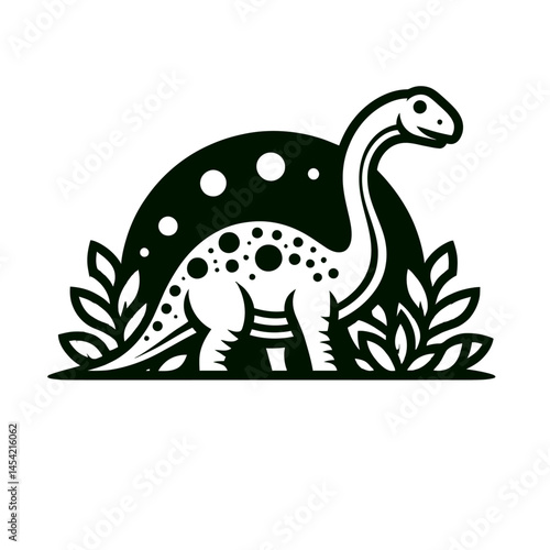 Diplodocus Dinosaur White Background Logotype
