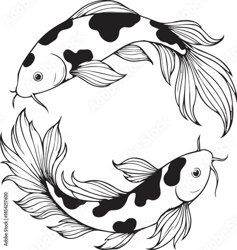 black and white koi fishes