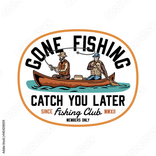 Hand-drawn fishing graphic. Vector fisherman illustration. Perfect for t-shirt prints, posters, stickers, and other uses.