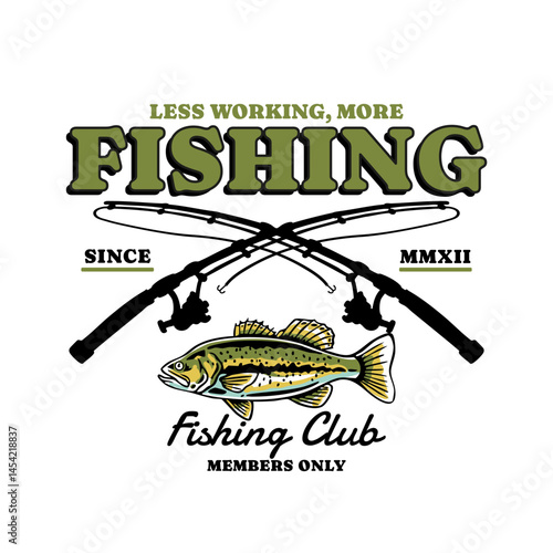 Hand-drawn fishing graphic. Vector fish illustration. Perfect for t-shirt prints, posters, stickers, and other uses.