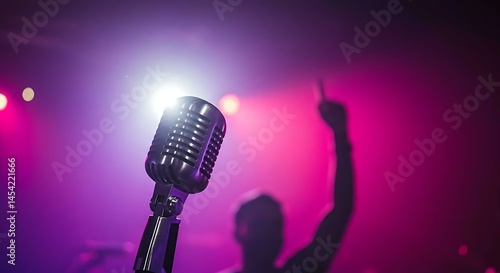 Vintage Microphone on Stage, Concert, Music