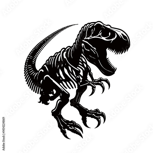 T rex dinosaur skeleton a white background logotype
