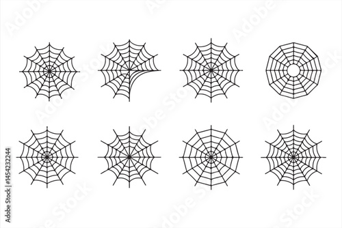 Black Outline Spider Webs for Halloween Art and Decorations