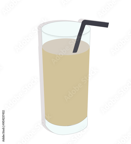 milk in a glass.milk in a glass and straw