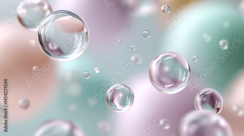 A collection of clear, colorful bubbles floating in the air