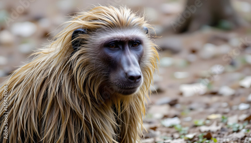 Obraz na płótnie baboon sitting on the ground