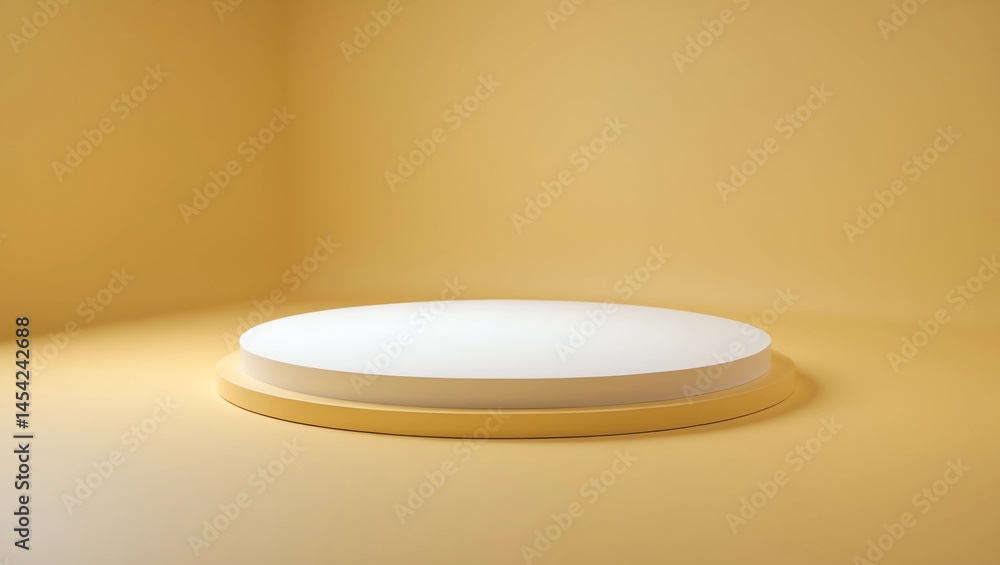 Pedestal of Platform display with gold stand podium on dark room background. Blank Exhibition or empty product shelf. 3D rendering Pedestal of Platform display with gold stand podium on dark room background. Blank Exhibition or empty product shelf. 3D rendering