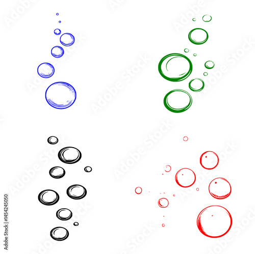 A minimalist black and white logo of floating bubbles in clean line style, showing light, round forms with subtle reflections and pastel shading, evoking airiness, softness, and playful movement.