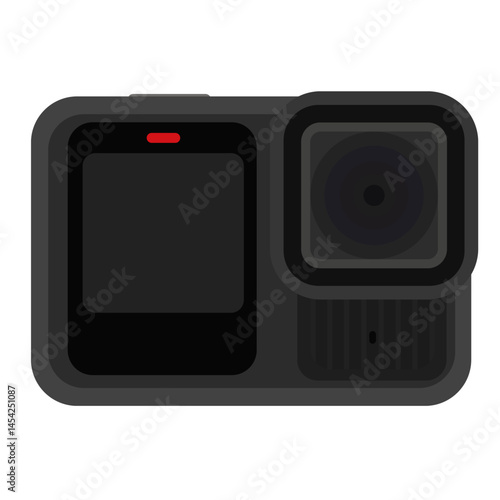 Compact Action Camera Black Illustration - 4K Sports Cam Vector Design