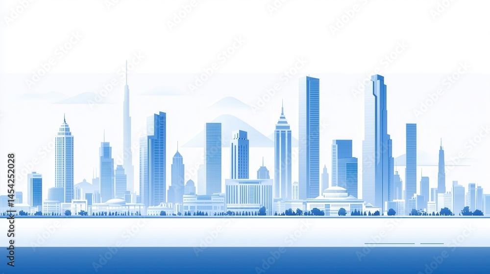 Fototapeta premium Blue City Skyline