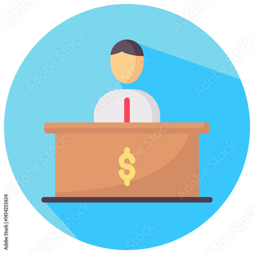 bank service vector round flat icon