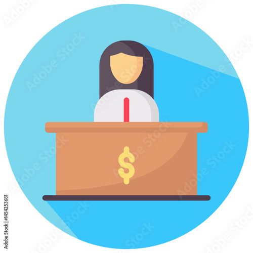 bank service vector round flat icon