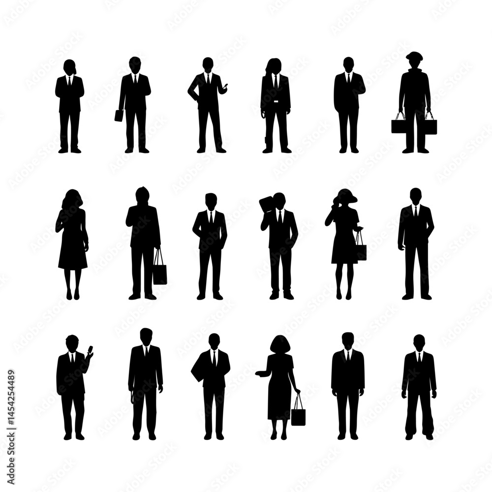 Professional Silhouette set clipart on a white background Professional Silhouette set clipart on a white background
