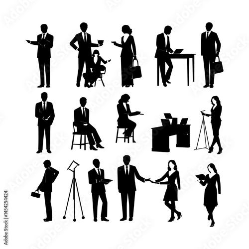 Professional Lawyer Silhouette set clipart