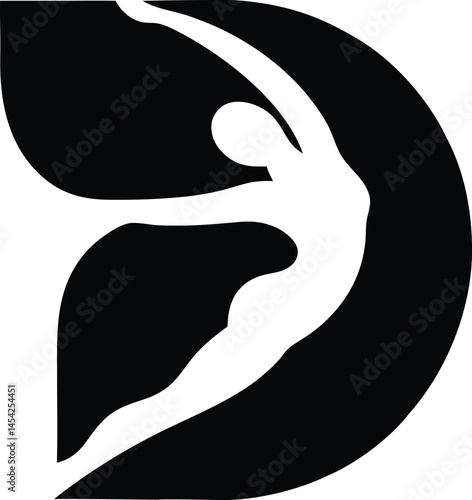 Stylized Female Gymnast in Leaf Logo
