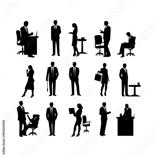 Professional Lawyer Silhouette set clipart