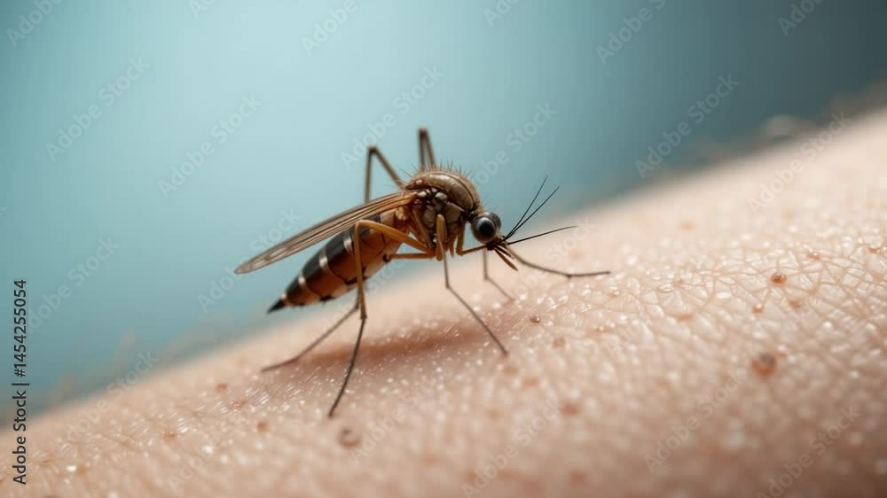 Close up detailed macro photograph of an insect displaying intricate body structure with visible wings and appendages highlighting biological features set against a blue background Close up detailed macro photograph of an insect displaying intricate body structure with visible wings and appendages highlighting biological features set against a blue background
