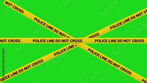 High-quality 4K footage features bright yellow police barrier tape clearly marked 