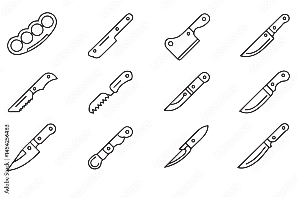 Set of Various Kitchen Knives for Cooking and Food Preparation Set of Various Kitchen Knives for Cooking and Food Preparation