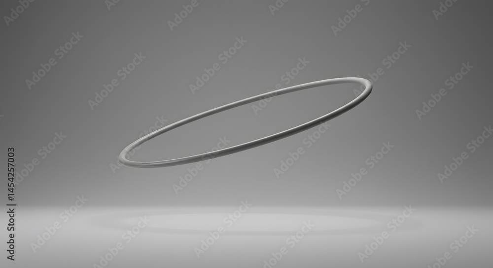 Abstract Minimalist 3D Render: A Single Floating Ring in Gray Space Abstract Minimalist 3D Render: A Single Floating Ring in Gray Space