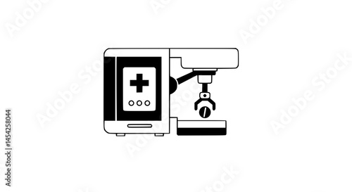 Pill making machine, black and white icon