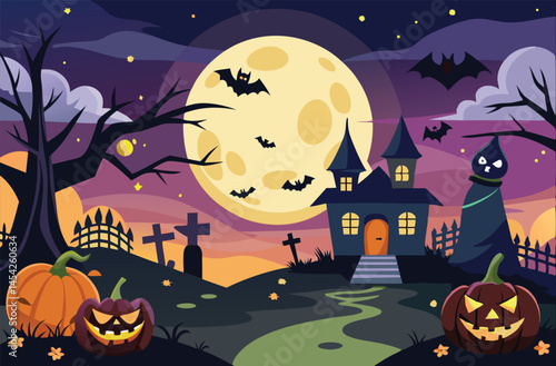 Scary Haunted House Halloween Art