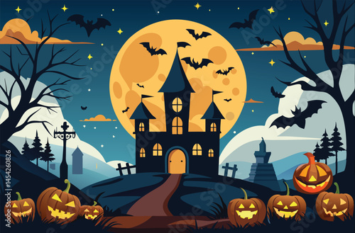 Fright Night Haunted House Illustration