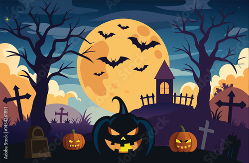 Fright Night Haunted House Illustration