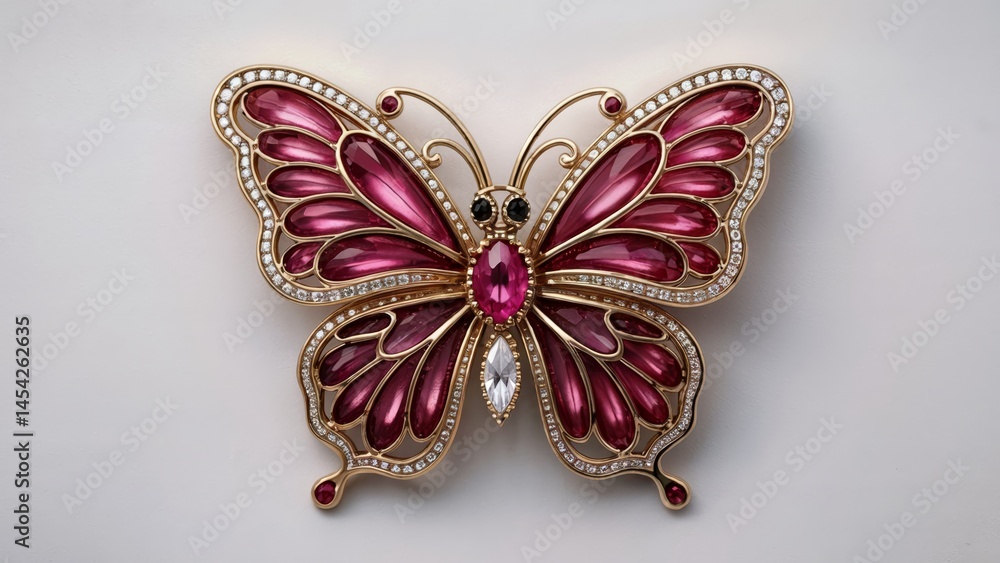 Elegant Ruby and Diamond Butterfly Brooch Elegant Ruby and Diamond Butterfly Brooch