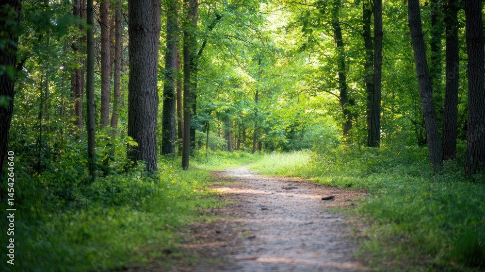 Fototapeta premium Blurred nature scene, green trees and bokeh for an outdoor portrait setting