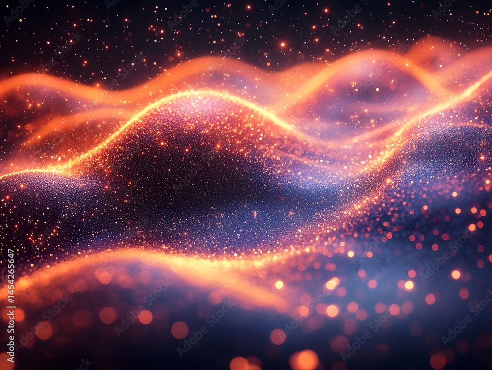 Quantum computing concept with abstract waves and radiant light particles Quantum computing concept with abstract waves and radiant light particles