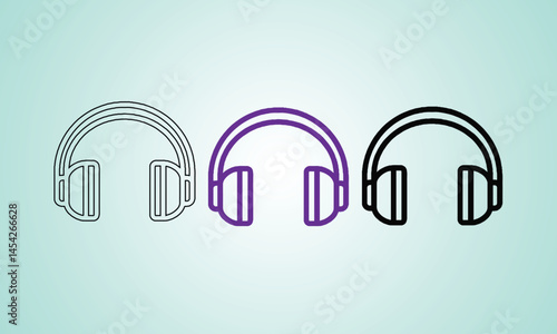 Stylized Outline of Headphones Featuring Minimalist Icon Design on Gradient Background