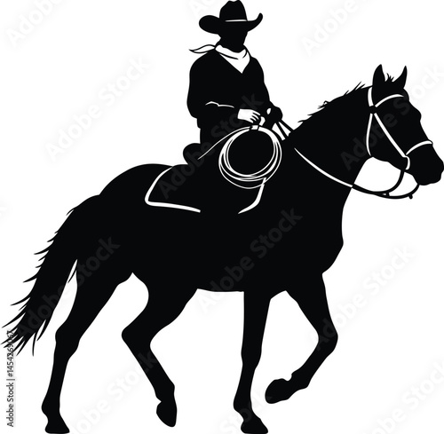 Cowboy on Horse Silhouette for Ranch Rodeo Design