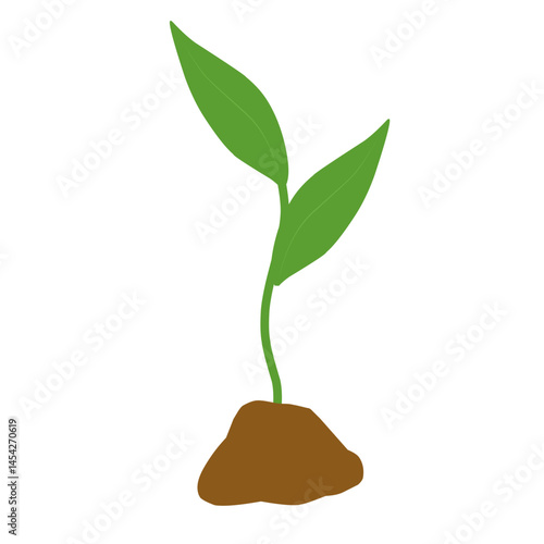 Illustration of a newly grown shoot plant. Illustration of a shoot plant with fertile soil
