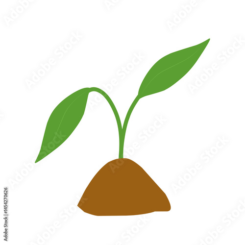 Illustration of a newly grown shoot plant. Illustration of a shoot plant with fertile soil

