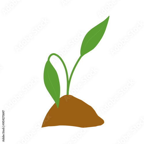 Illustration of a newly grown shoot plant. Illustration of a shoot plant with fertile soil
